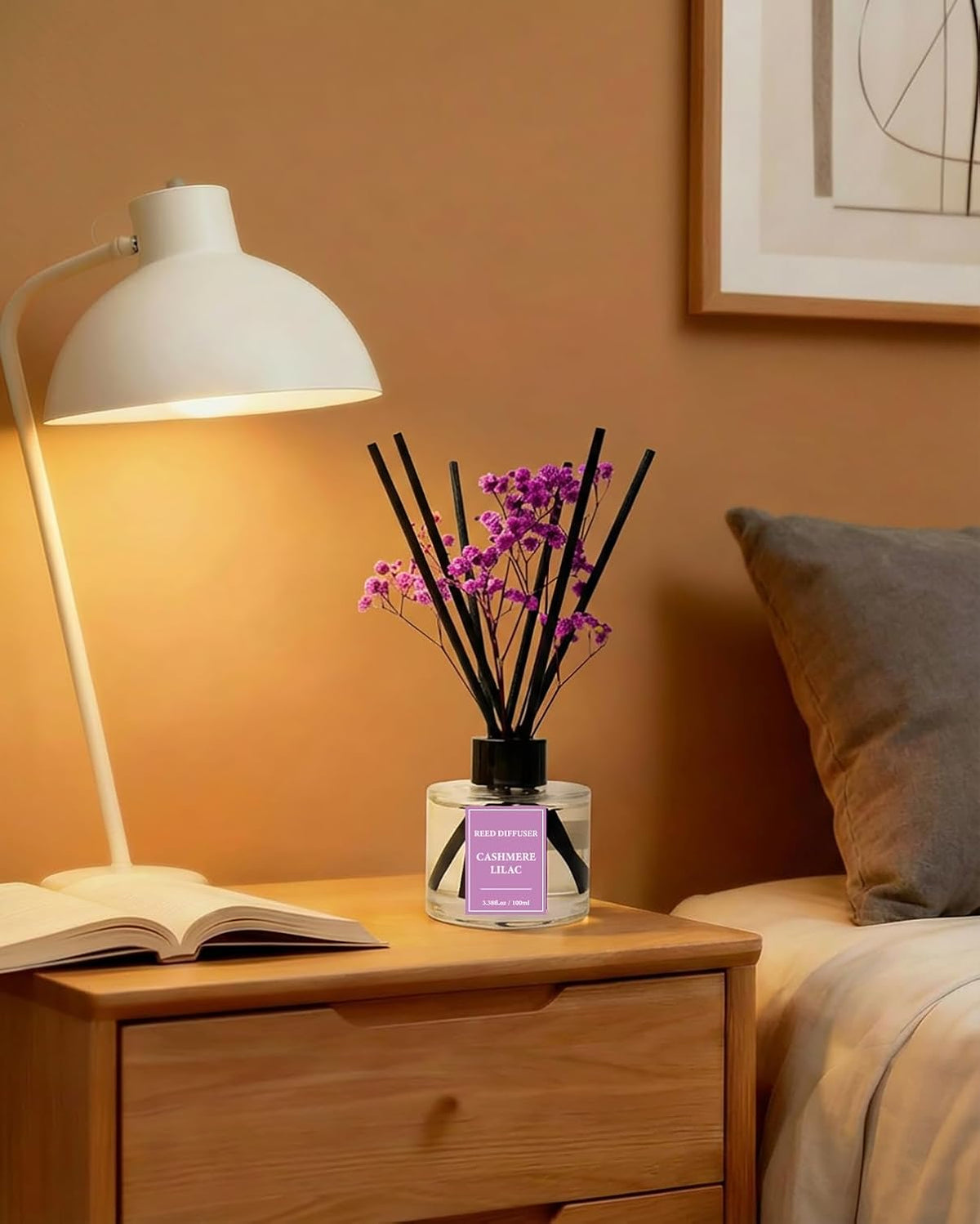 Reed Diffuser Set-Cashmere Lilac Scent 3.38 fl oz,Scent Long
