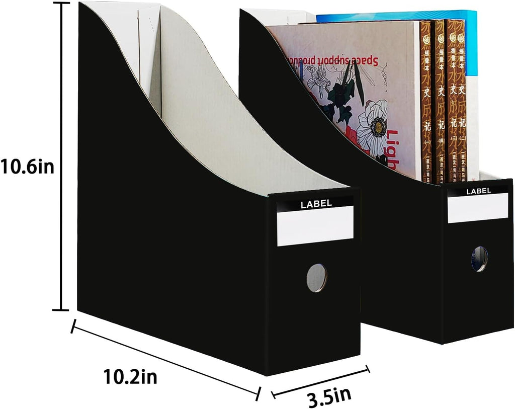 Limitliho 6 Pack Black Cardboard Magazine Holder for Desk or Shelves
