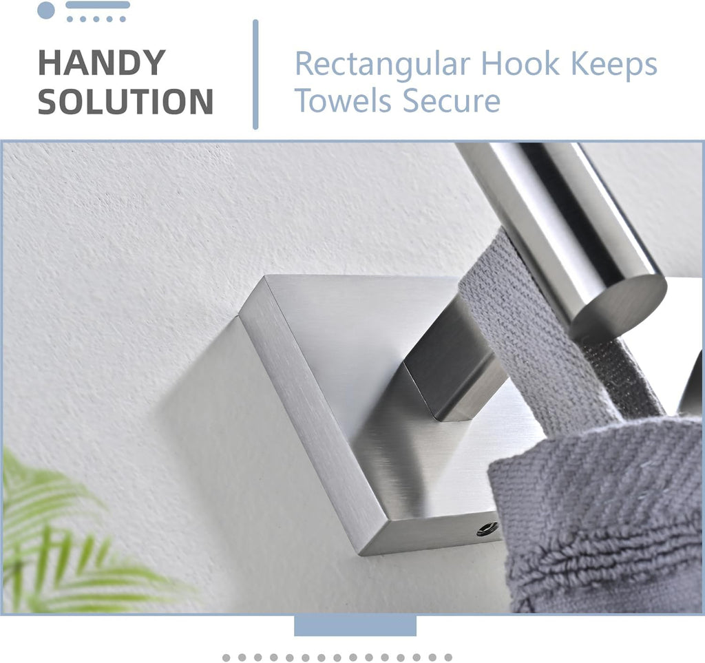 Toilet Paper Holder Set with 2 Robe Hooks, Brushed Nickel