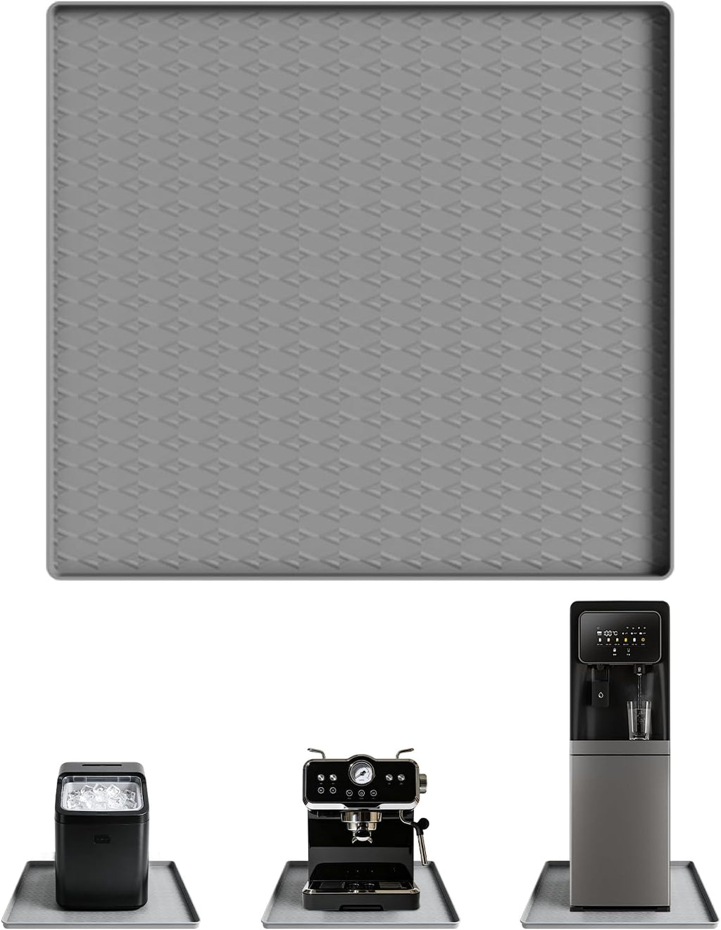 Humidifier Drip Mat -19.7''x19.7''x0.59'' Silicone Dehumidifier Mat, Waterproof Humidifier Tray with Raised Edges, Ideal for Ice Maker,Portable Air Conditioner,Water Cooler,Coffee Machine-Grey