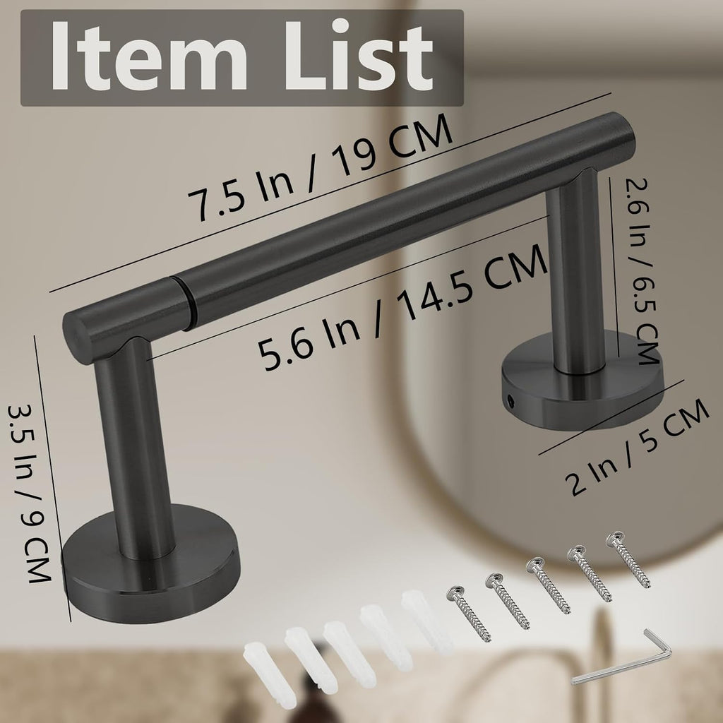 Toilet Paper Holder, Double Post Pivoting Design, Stainless Steel Rustproof Bathroom Tissue Holder, Wall Mount Fits Mega Rolls, for Home, RV, Commercial Bathroom Black