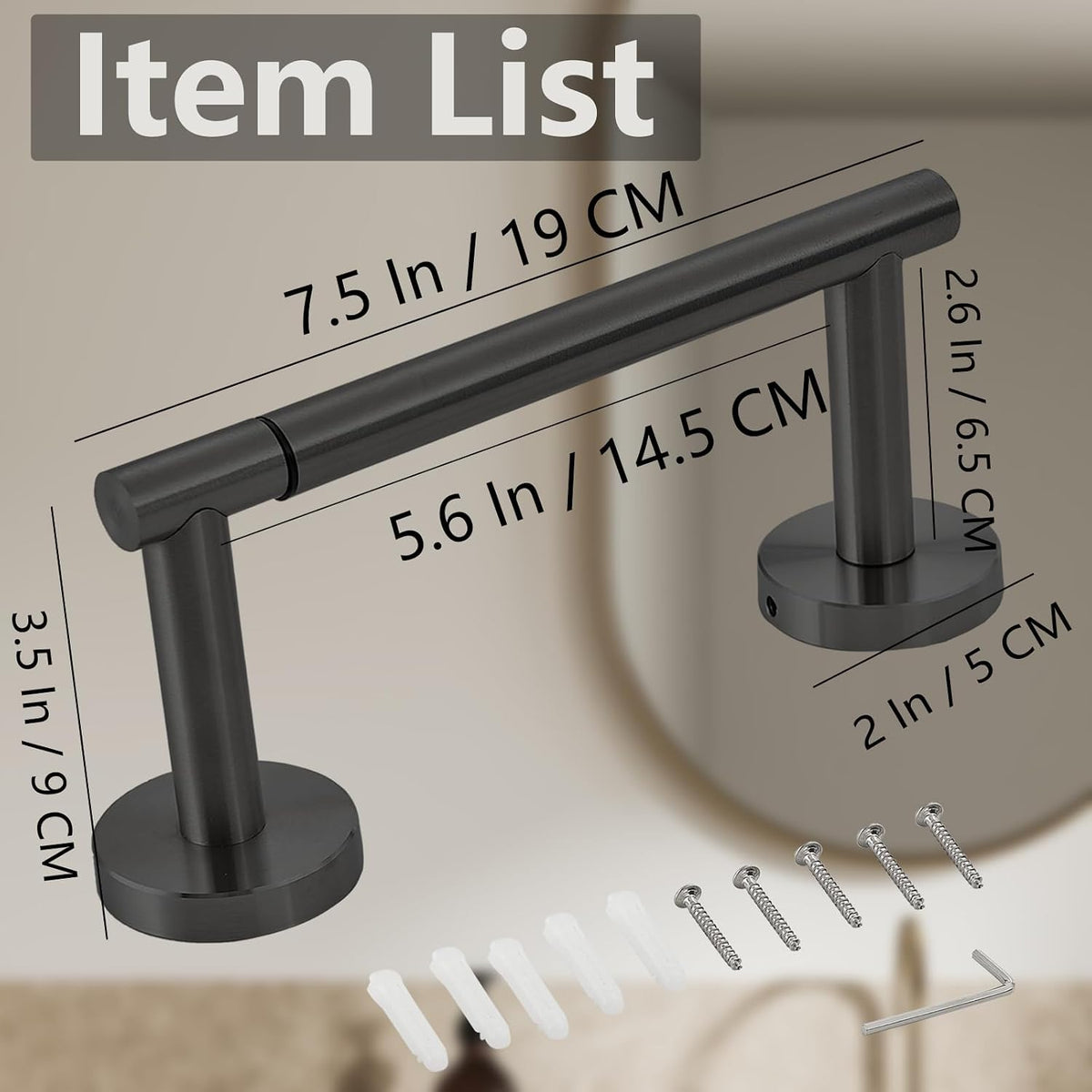 Toilet Paper Holder, Double Post Pivoting Design, Stainless Steel Rustproof Bathroom Tissue Holder, Wall Mount Fits Mega Rolls, for Home, RV, Commercial Bathroom Black