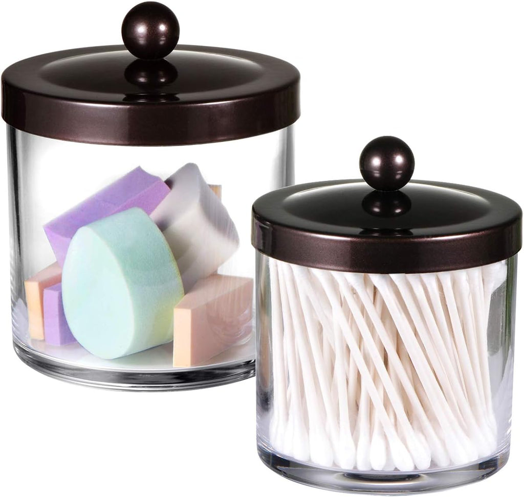 SheeChung 2 Pack Plastic Apothecary Jars with Bronze Metal Lids