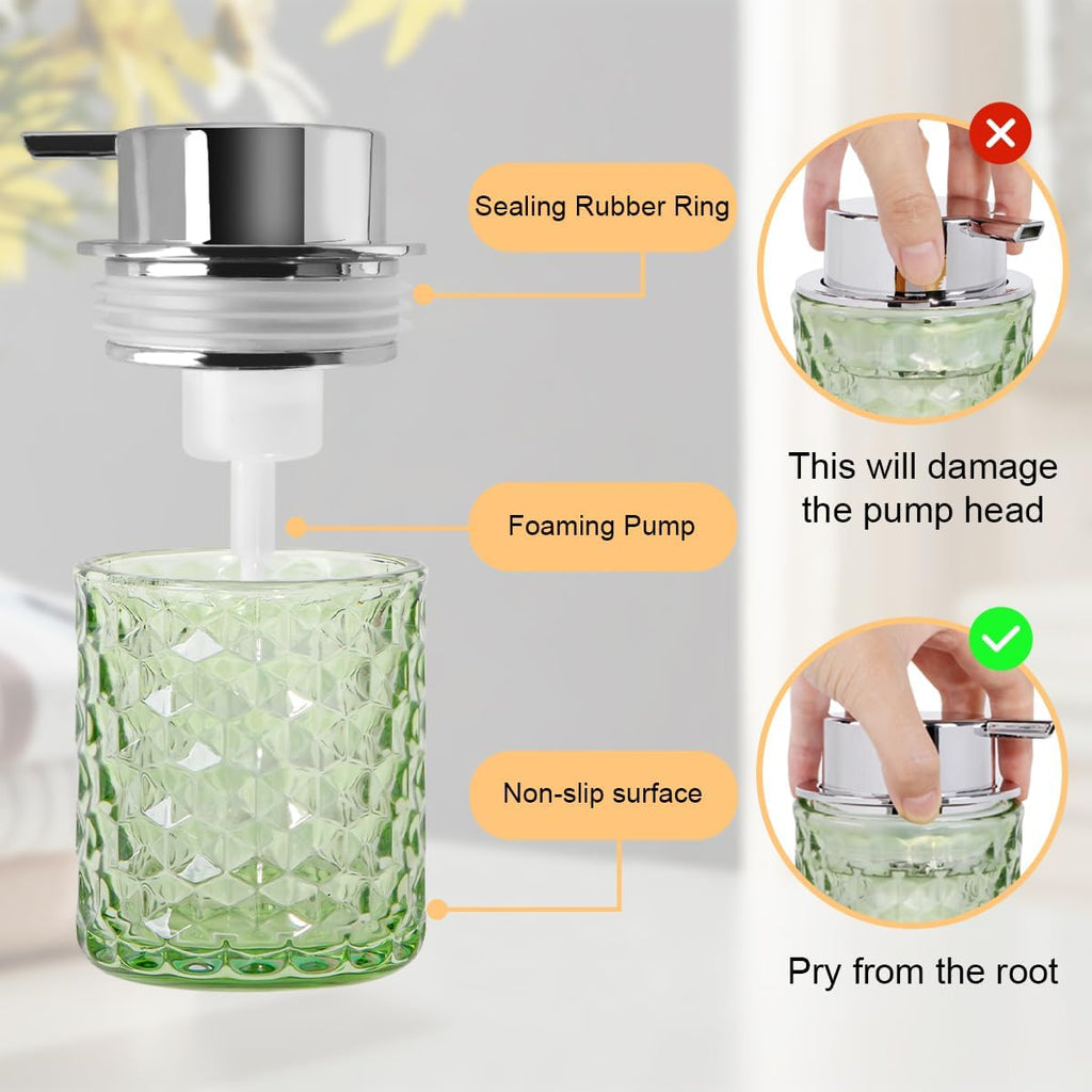 Foaming Soap Dispenser 10 Oz Green Glass Hand Soap Dispenser