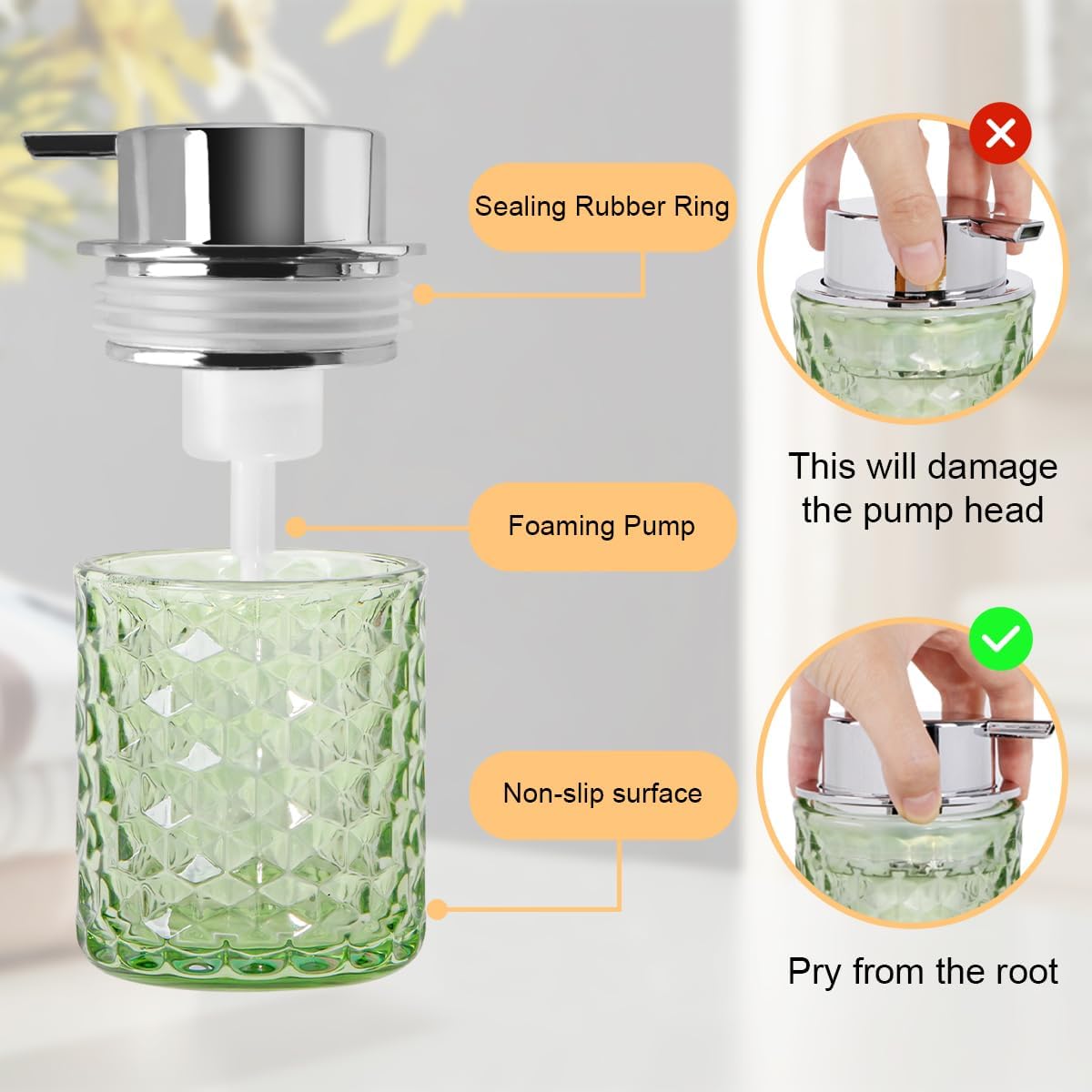 Foaming Soap Dispenser 10 Oz Green Glass Hand Soap Dispenser