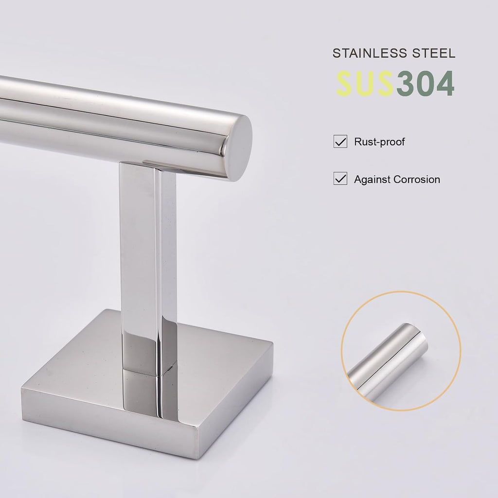 Polished Chrome Hand Towel Holder,Thicken SUS 304 Stainless Steel Towel Bar Towel Ring for Bathroom, Modern Design Hand Towel Rack Towel Hanger Wall Mounted
