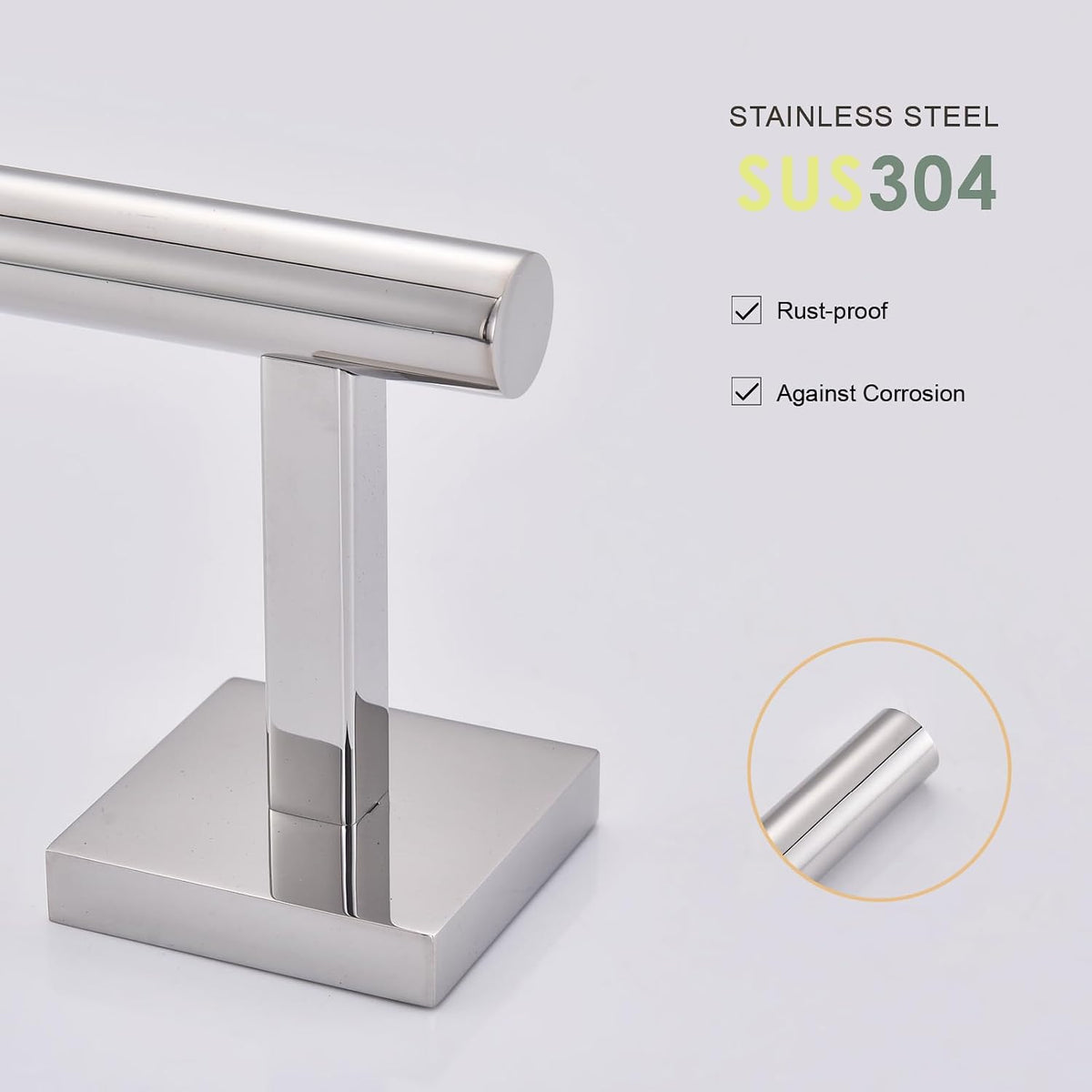 Polished Chrome Hand Towel Holder,Thicken SUS 304 Stainless Steel Towel Bar Towel Ring for Bathroom, Modern Design Hand Towel Rack Towel Hanger Wall Mounted
