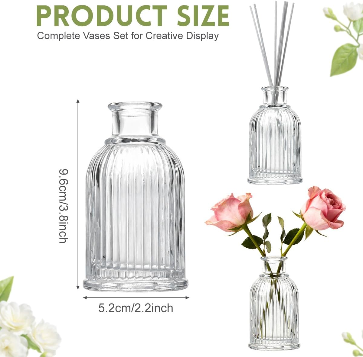 Glass Diffuser Bottles 3.8 High 100ml 3.4 Fl Oz Round Aroma Bottles Diffusers Vase Fragrance Accessories Use for DIY Replacement Reed Diffuser Sets Craft Projects Wedding Party
