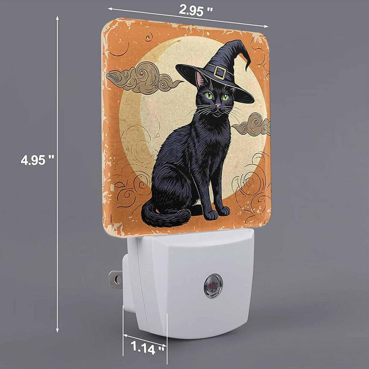 LED Night Light,Halloween Black Cat Silhouette LED Night Light Plug into Wall with Dusk to Dawn Light Sensor White Energy Efficient Nightlight for Bedroom Bathroom Hallway Living Room Kitchen