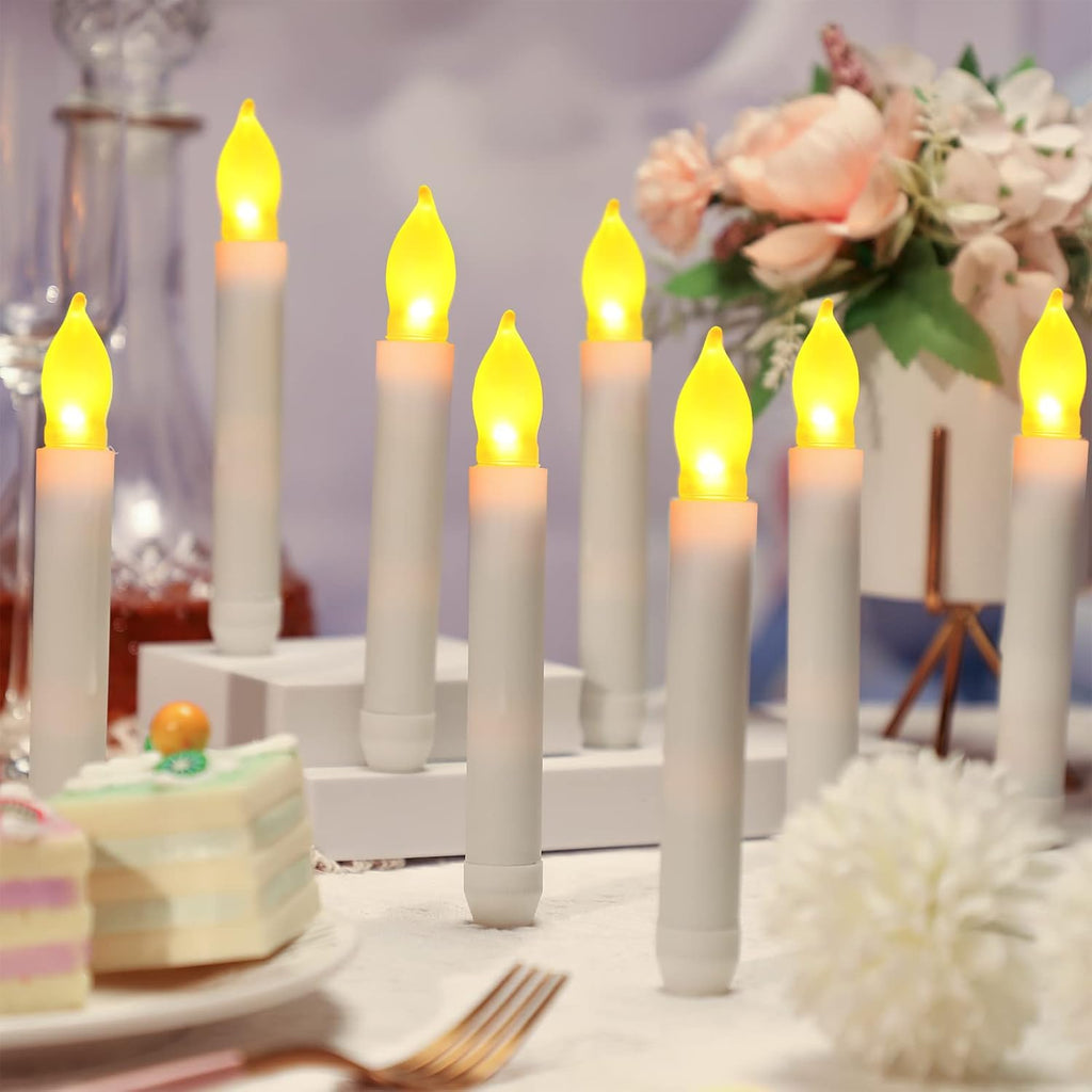 Macarrie 108 Pieces Flameless LED Taper Candles, White