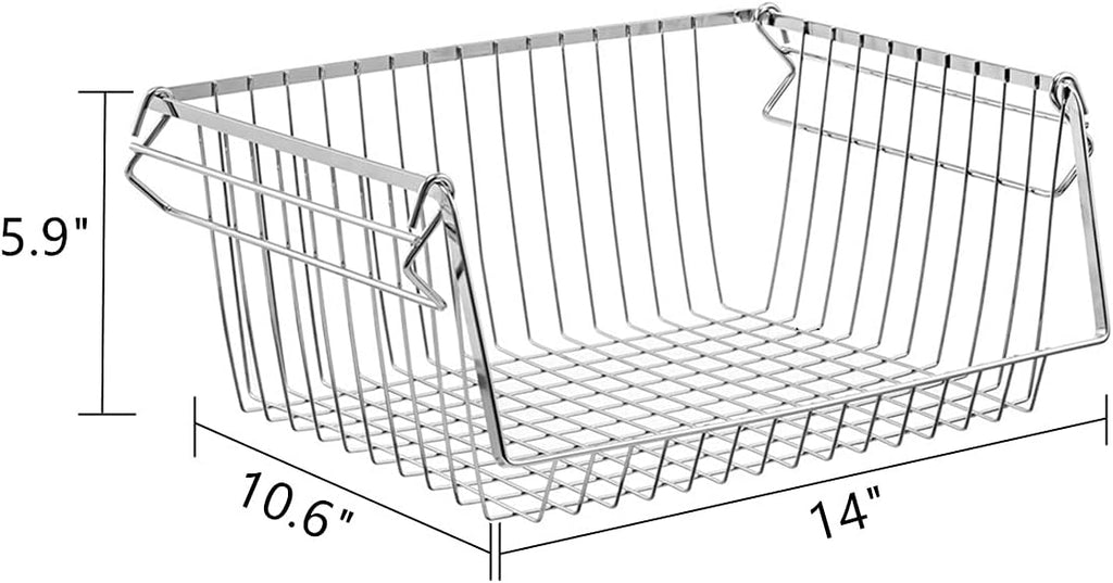 SANNO Stacking Baskets Bin Baskets Wire Storage Baskets Organization Farmhouse Scoop Baksket for Pantry, Kitchen, Closets, Bathroom, Cabinets, Kitchen, Set of 3
