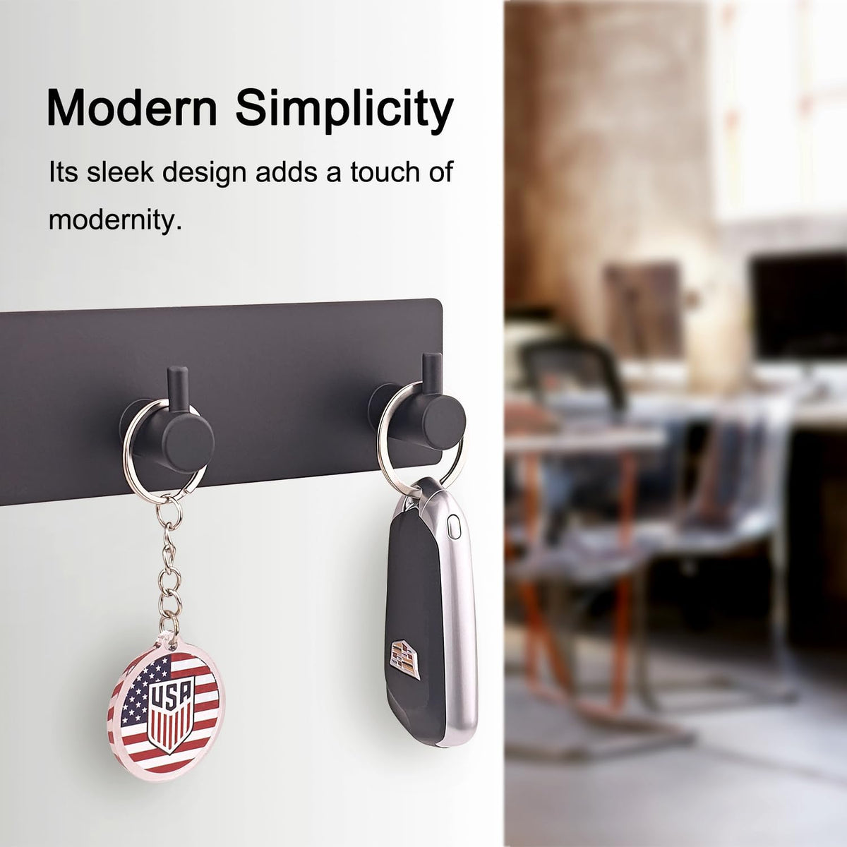 StrugDeas Key Holder for Wall with 2 Self-Adhesive Tapes, Black