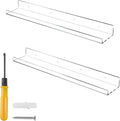 Jansburg Floating Shelves 24 inch Acrylic Wall Ledge Shelves Clear 2 Pack Invisible Display Bookshelf, 5MM Thick Premium Wall Mounted Shelf Bathroom Display Organizer