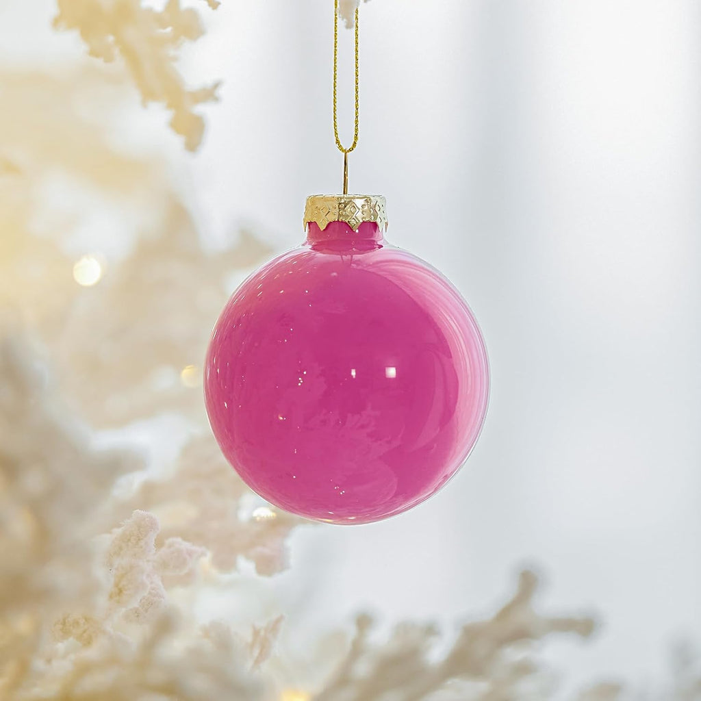 WDS WONDROUS Red Pink Glass Christmas Ball Ornaments 12PCS Hanging Balls