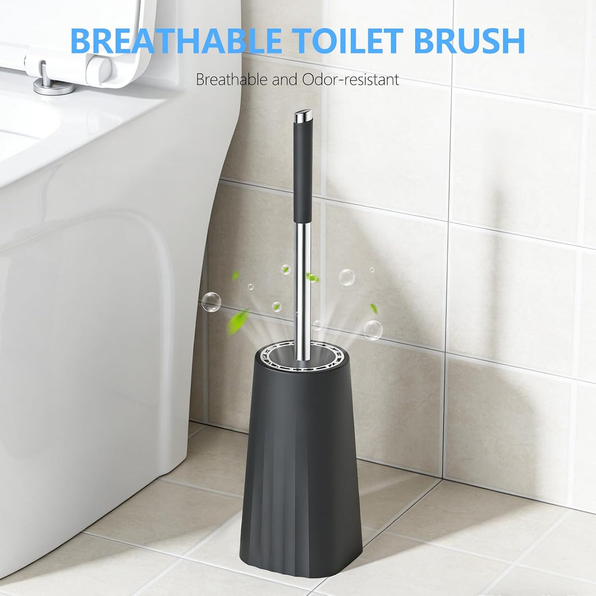 SetSail Toilet Brush, Compact Size Toilet Bowl Brush and Holder Toilet Brushes for Bathroom with Stainless Steel Handle Toilet Cleaner Brush with Durable Scrubbing Bristles, Splash-Proof