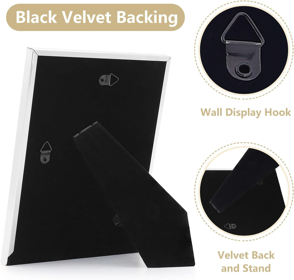 Premium Metal Picture Frame 4x6 Inches with Velvet Back Cover - Elegant and Durable Photo Frame for Displaying Cherished Memories, Perfect as Desk Decor, Home Office Accessory,White picture frame