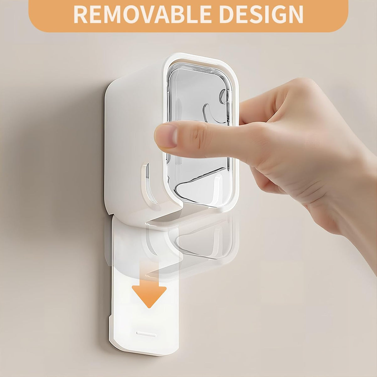 Wall Mounted Toothbrush Holders for Bathroom,Strong Self Adhesive Tooth Brush Holder with Cover, Toothbrush Heads Organizer for Family, Clear White - 2 Pcs