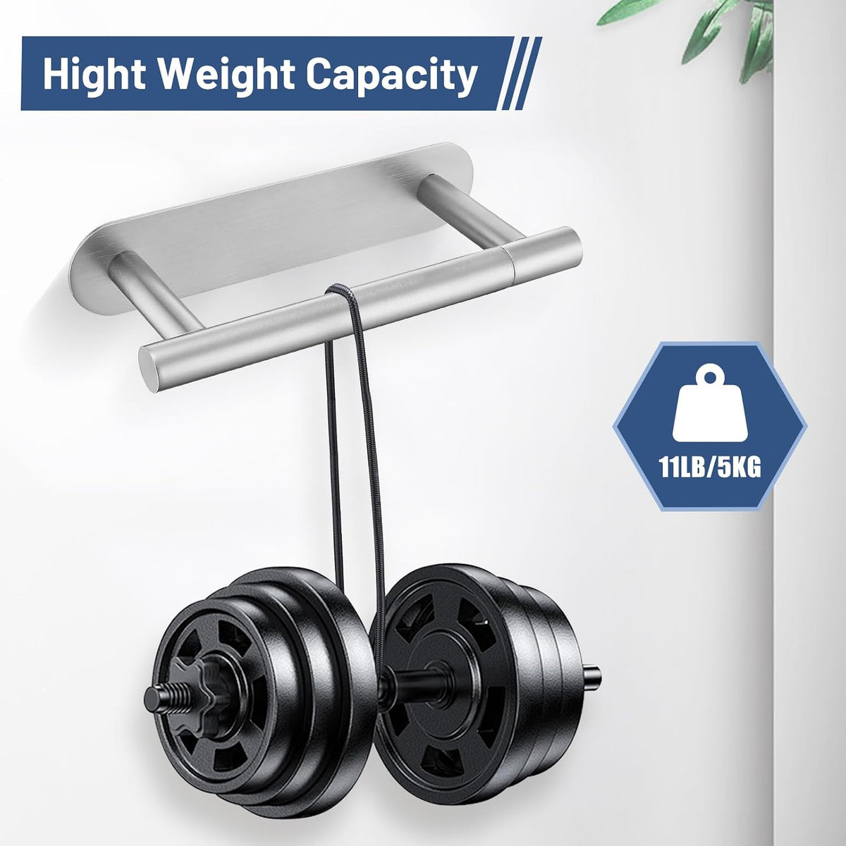 Brushed Nickel Self Adhesive Toilet Roll Paper Holder No Drill for Bathroom