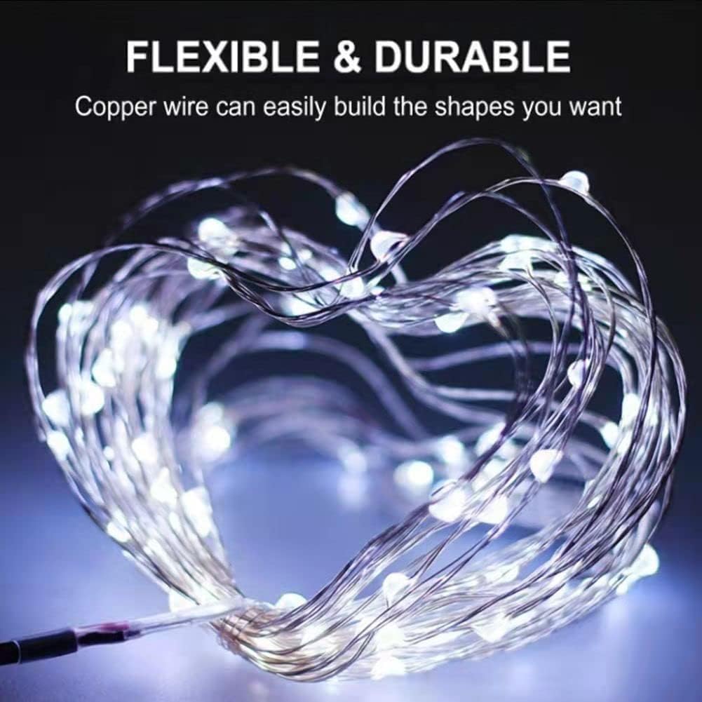 Sanniu Led Fairy Lights Battery Operated, 1 Pack Mini Battery Powered Copper Wire Starry String Lights for Christmas,Bedroom, Parties,Wedding,Indoor,Home Decoration (5m/16ft Cool White)
