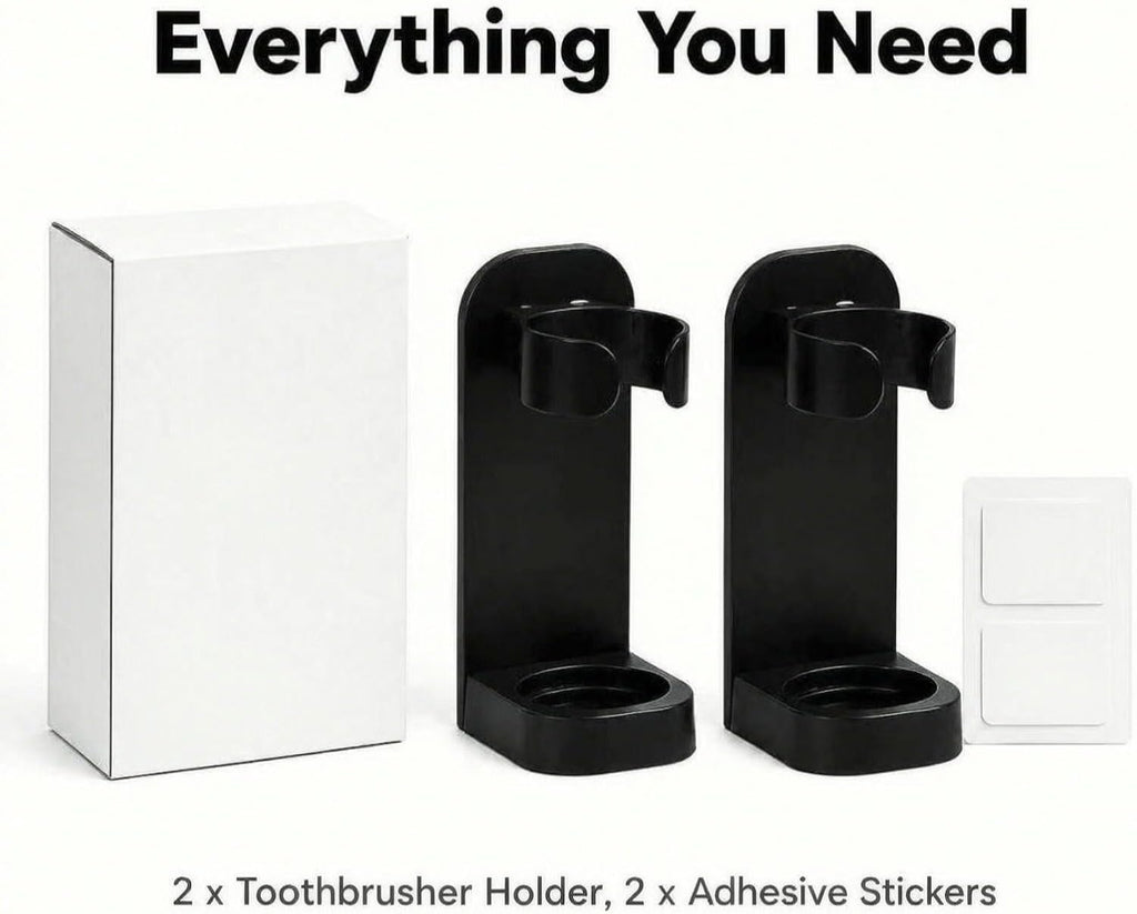 Electric Toothbrush Holders for Bathroom, Electric Toothbrush Organizer, Bathrooms Toothbrush Storage for Shower Space-Saving, Mirror Toothbrush Holder Wall Mounted, ABS (Black)
