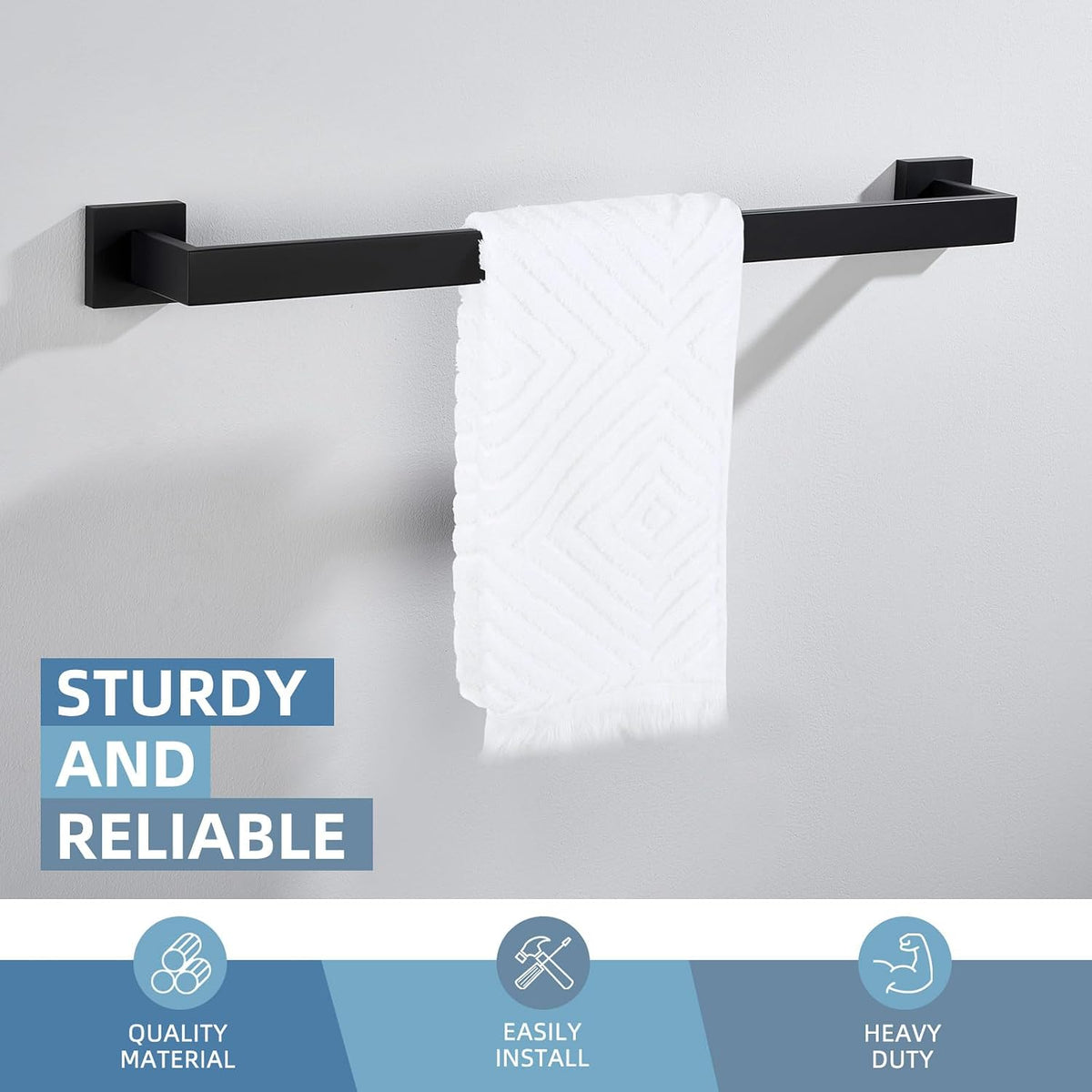 Angle Simple 23.74 Inches Towel Bar, Bathroom Towel Holder, Matte Black