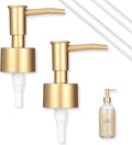Replacement Soap Dispenser Pump, 2 Pack Gold Soap Dispenser Pump Fits Standard 28/400 Thread Size, for Kitchen and Bathroom Lotion Bottles Pearl Gold + 6 inch Tube