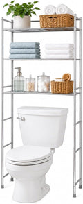Honey-Can-Do Over-the-Toilet Bathroom Storage Shelf, Steel, Chrome, 4-Tier