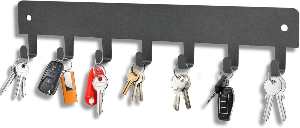 1 Pack Key Holder for Wall Adhesive Wall Mount Adhesive,Key Hooks with 7 Hooks Key Holder Wall Mount for Corridor for Living Room Kitchen Bathroom Decor, No Drilling Required(Grey), Gray