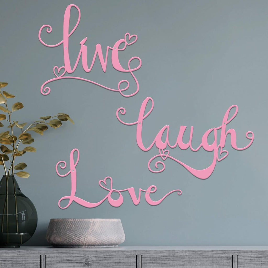 ESTART 3 Pieces Metal Letter 'Live Laugh Love' WordArt Wall Art Decor