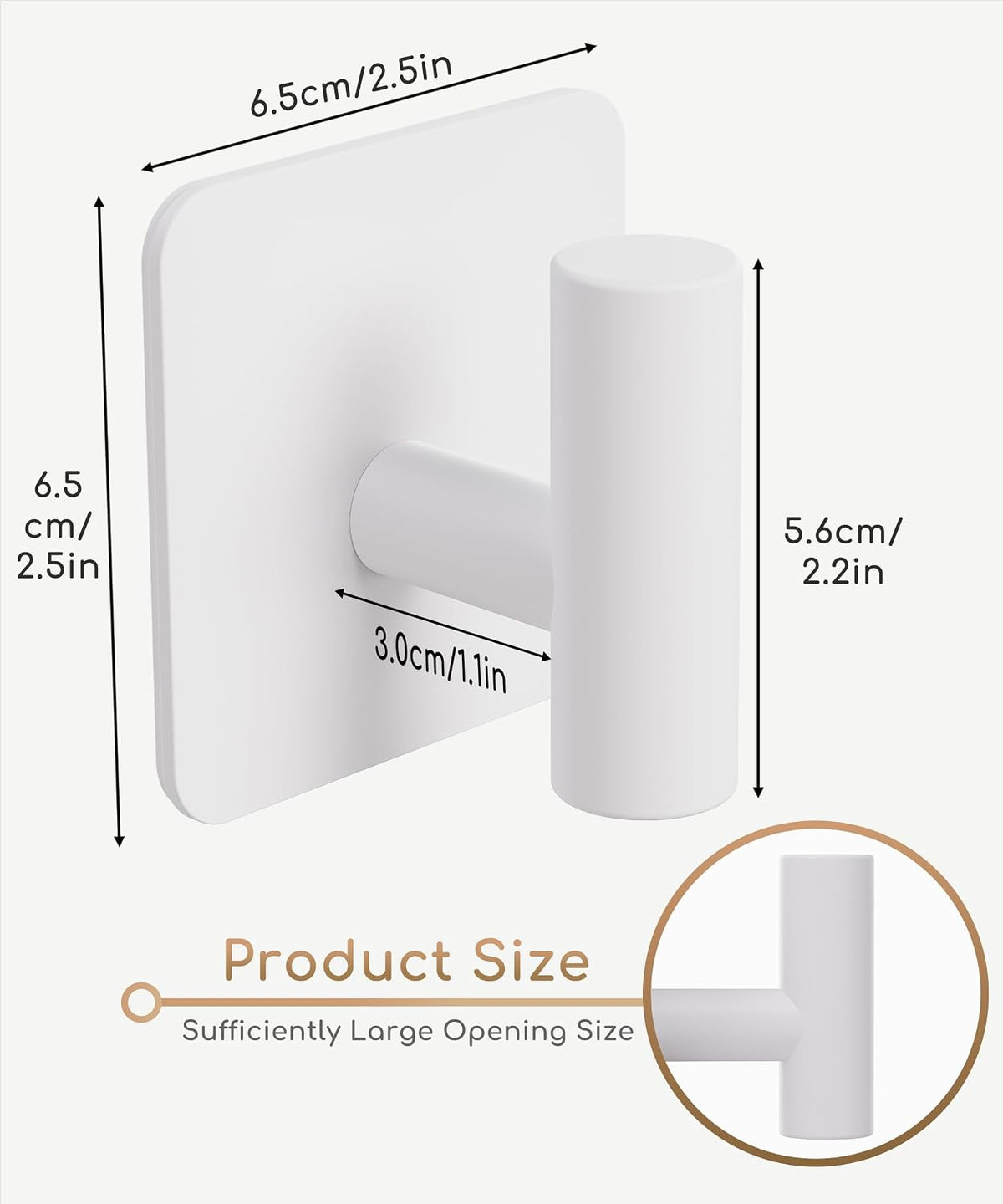 Aikzik 4 Pack Large Heavy Duty Wall Hooks - 26lb Max, Stainless Steel Adhesive Towel Hook, Shower Hooks for Hanging Towel, Coat, Robe, Wall Hook for Use in Bathroom, Kitchen and Door, White