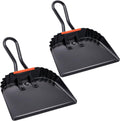 Mumufy 2 Pack 12" Heavy Duty Metal Dustpan with Handle, Black