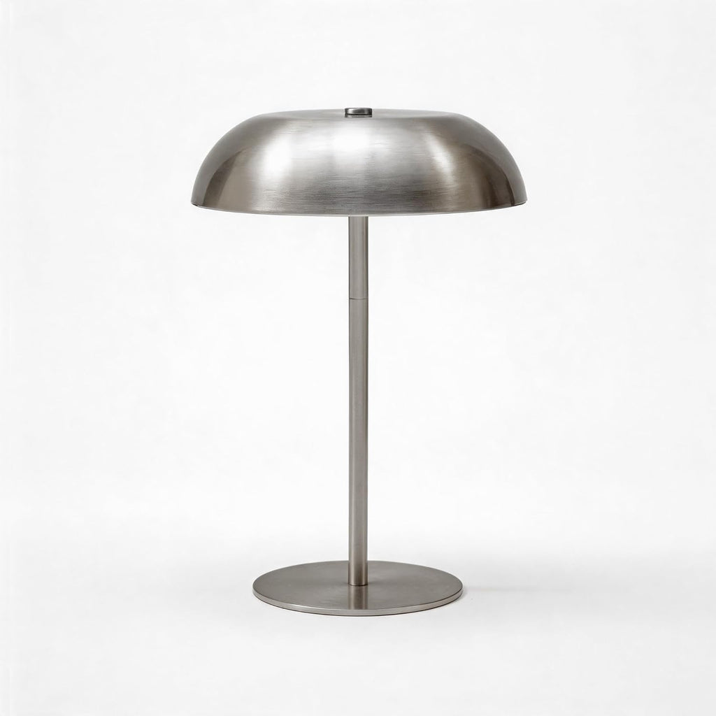 Portable LED Mushroom Table Lamp, Cordless Gold Table Lamp with 3 Color Stepless Dimming, Touch Control, Adjustable Height, Touch Lamp for Nightstand, Bedroom, Coffee Table, Bar, Restaurant (Silver)
