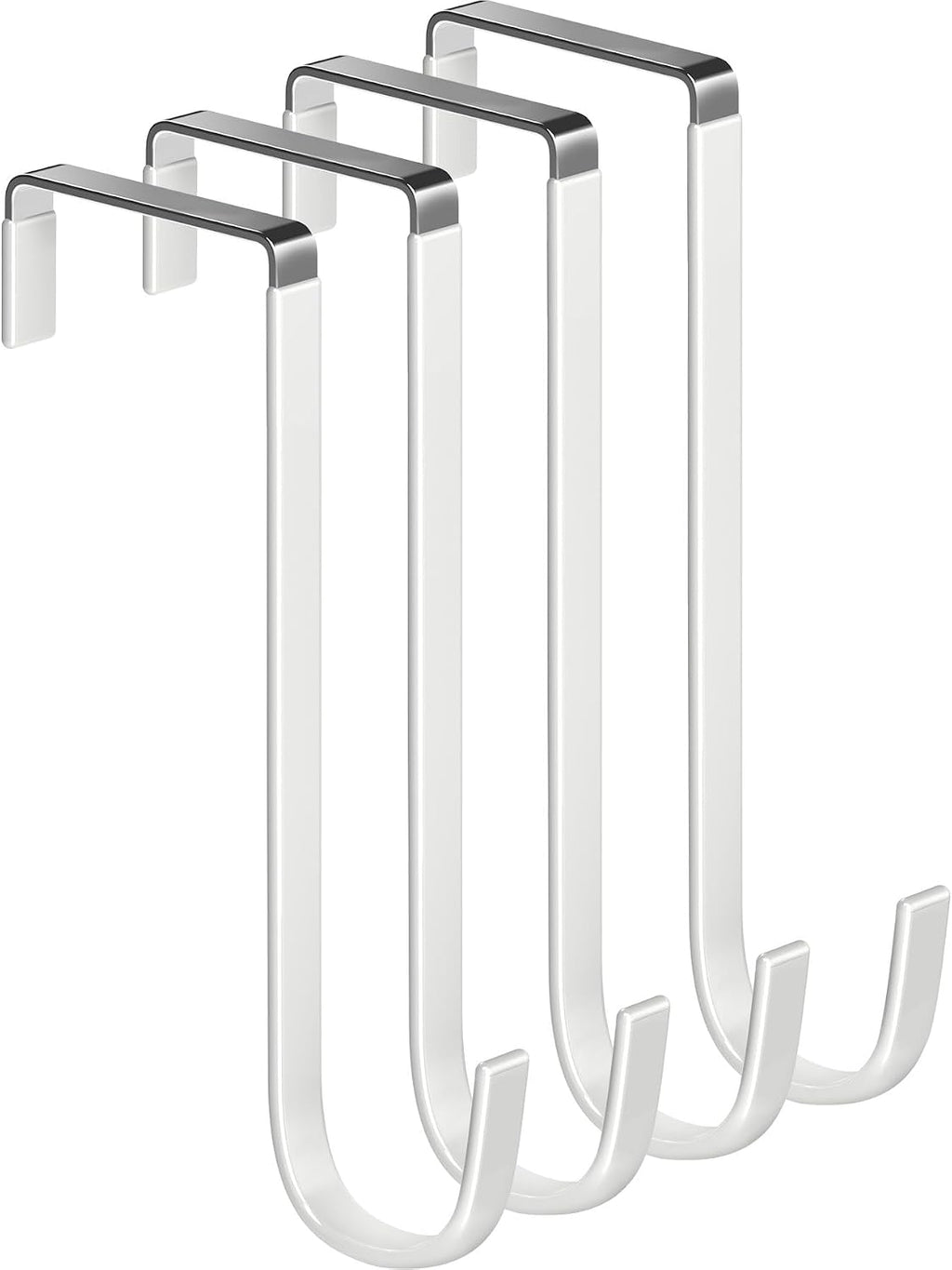 Over Door Hooks White Rubber Coat Steel 4 Pcs Fit 0.5" to 2" Wide Door 7.5"