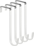 Over Door Hooks White Rubber Coat Steel 4 Pcs Fit 0.5" to 2" Wide Door 7.5"
