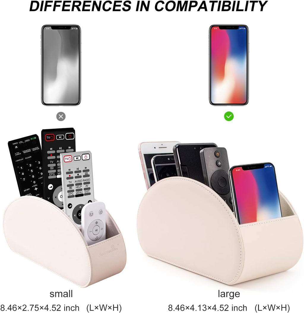 BONNY DODO Remote Control Holders Organizer Box with 5 Compartment PU Leather Multi-functional Office Desk Storage Caddy Store (Begie)