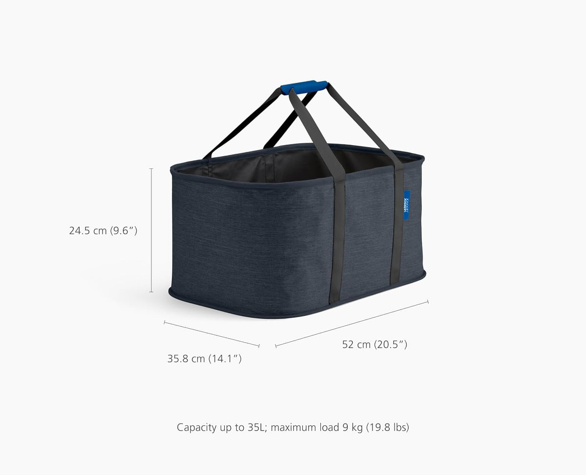 Joseph Joseph Hold-All, Collapsible 35L/9.25 Gallon Washing Laundry Basket Bag, Durable Fabric, Moisture Resistant - Carbon Black
