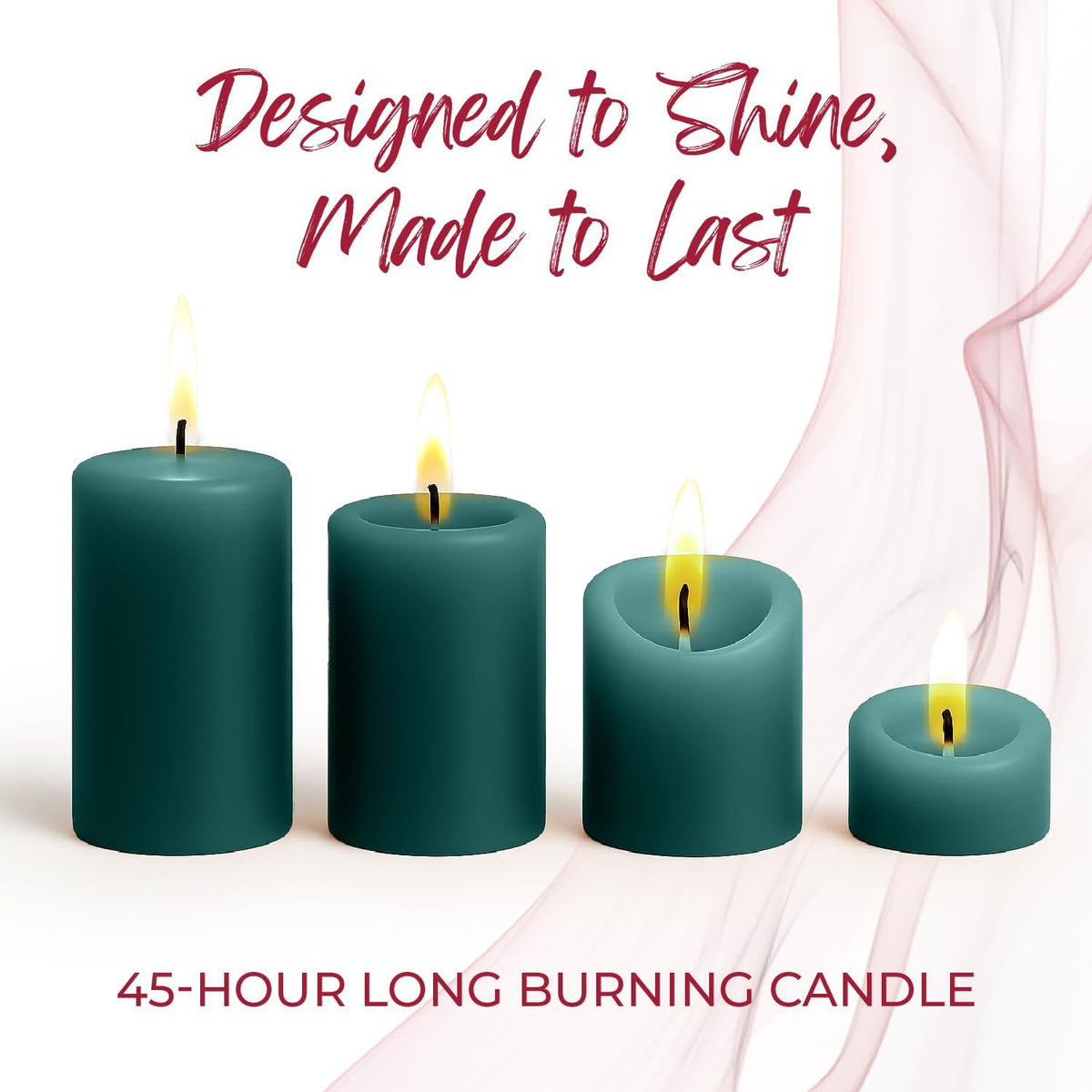 Biedermann & Sons Evergreen Pillar Candles (6 Pack), 4 Inch Tall 3 Inch Wide Round, Unscented Paraffin Wax, Approx 40 to 45 Hour Burn, Dripless Decorative Candles for Centerpieces