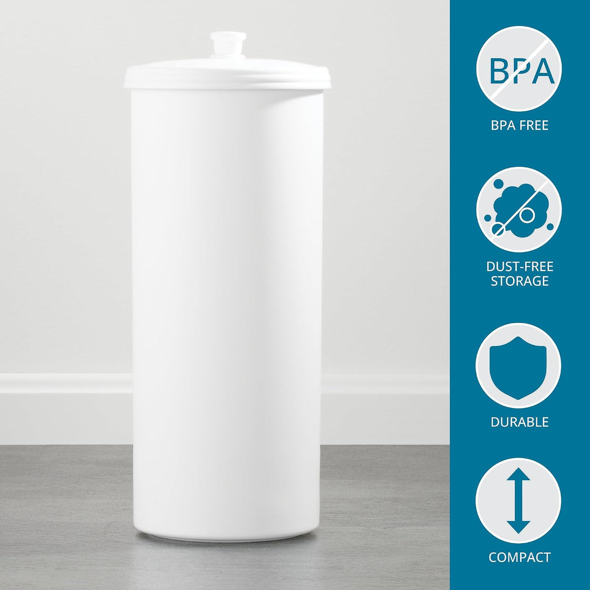 iDesign Freestanding Bathroom Toilet Paper Storage Holder, 2-Pack, White