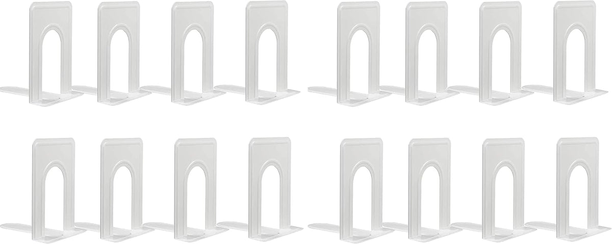 Metal Bookends for Home Office, Book Shelf Holder Home Decorative, Book Ends for Heavy Books/Movies/CDs, White 6.5 x 5 x 5.7 in, 4 Pair/ 8 Piece (Pack of 2)