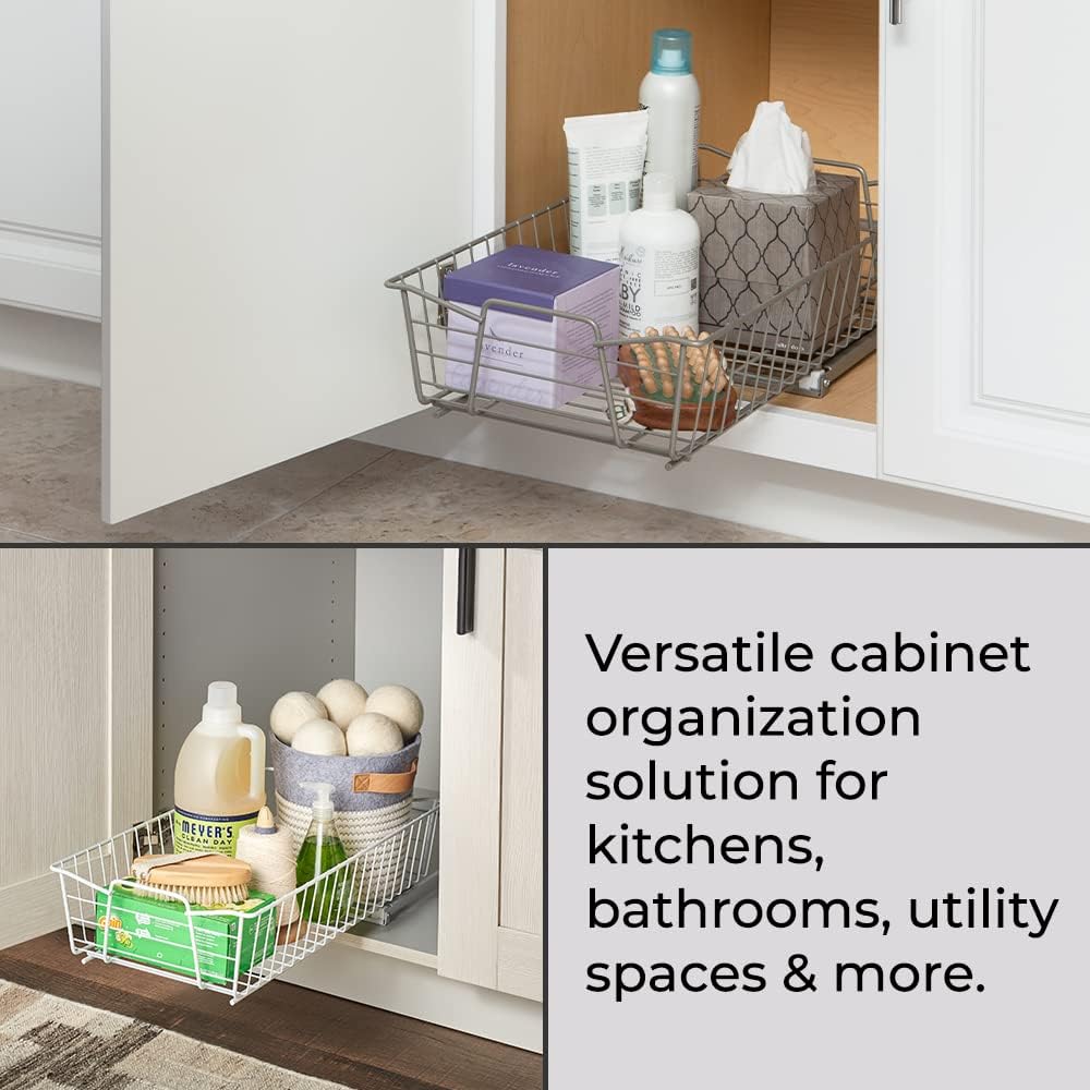 ClosetMaid Pull Out Cabinet Organizer, Heavy Duty, Slide Out Pantry Shelves Drawers for Kitchen, Bathroom, 5.25" H x 11.13" W x 20" D, White