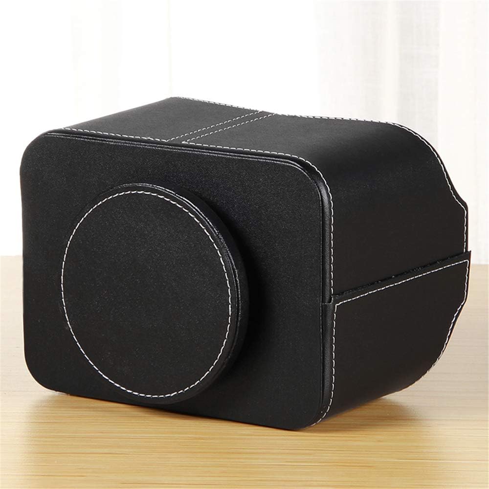 PU Leather Remote Control Holder, 360 Degree Spinning Desk TV Remote Caddy, Desk Organizers and Accessories, for Controller, Media, Mail, Calculator, Mobile Phone, Pen Storage Holder (Black)