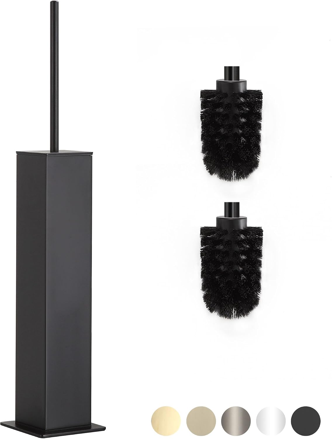 BVL Toilet Brush and Holder Set Black Stainless Steel 304 Square Freestanding Toilet Brush for Bathroom