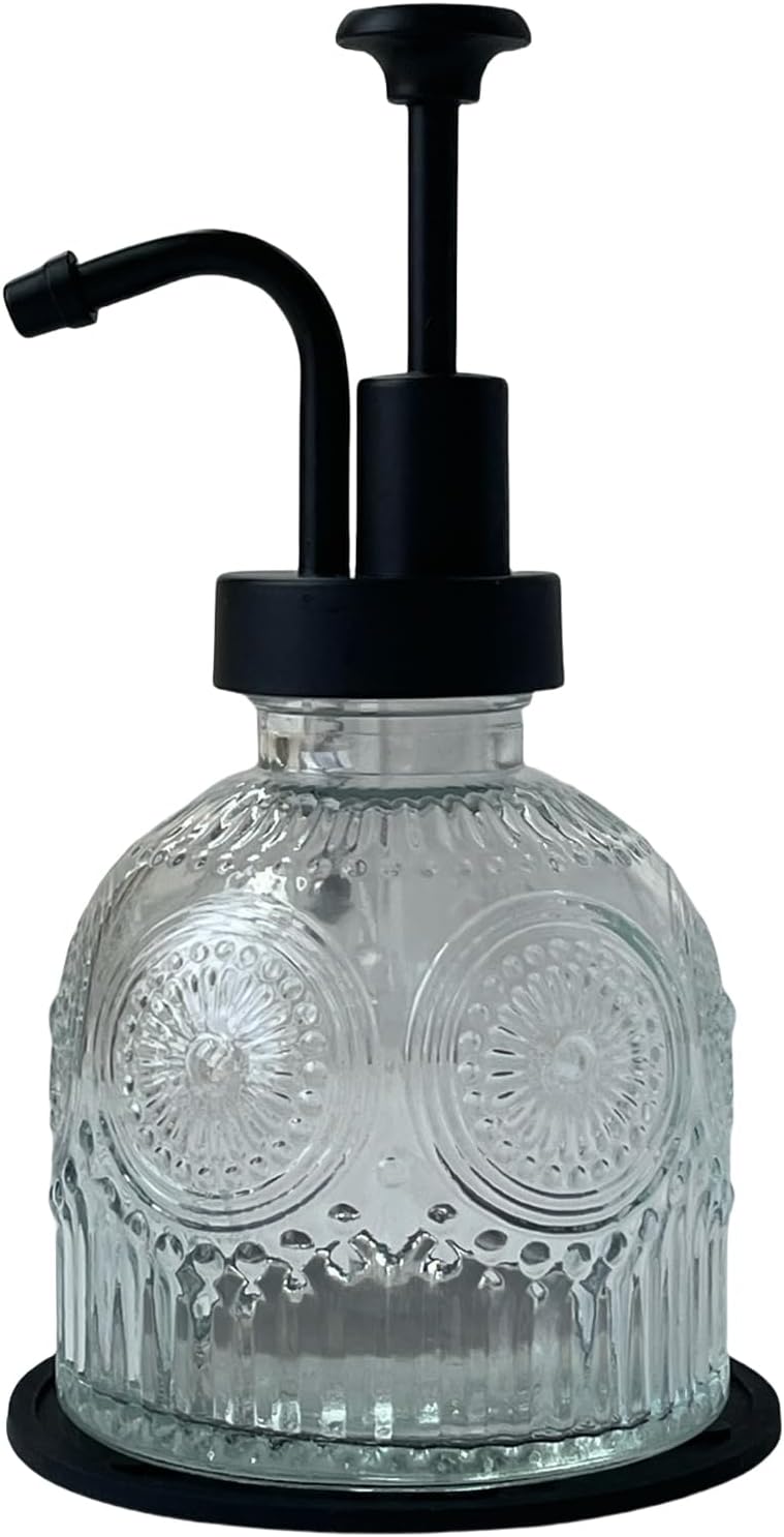 Vintage Soap Dispenser for Bathroom,Glass Kitchen Soap Dispenser with Pump,Farmhouse Antique,Cute Small Rustic Decor (White)