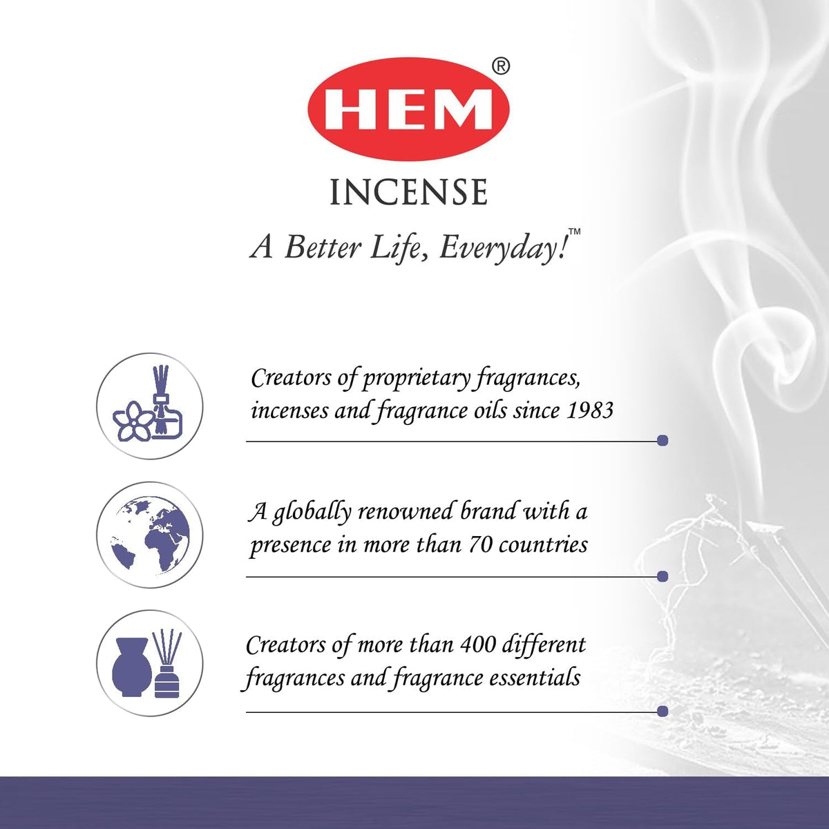 Hem White Musk Incense Sticks Six-pack (~20 Sticks Per Pack) Box