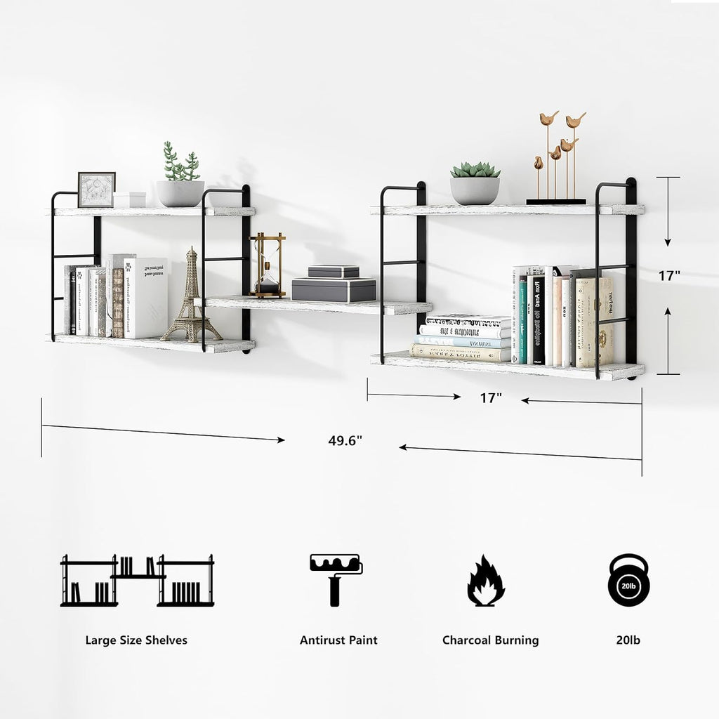 Shelves on Wall, Floating Bookshelves, Shelves for Room Wall (Washed White)