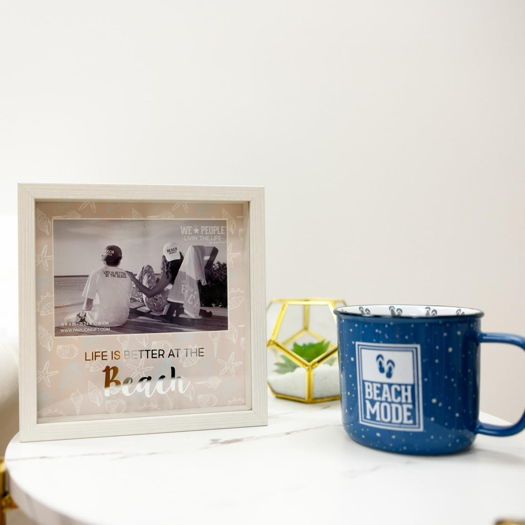 Pavilion Gift Company - Life is Better At The Beach - 7.5" Square Shadow Box Picture Frame Captured Photograph Holder 4" x 6" Horizontal Beach Housewarming Waterfront Seaside Ocean Beach Lover Gift