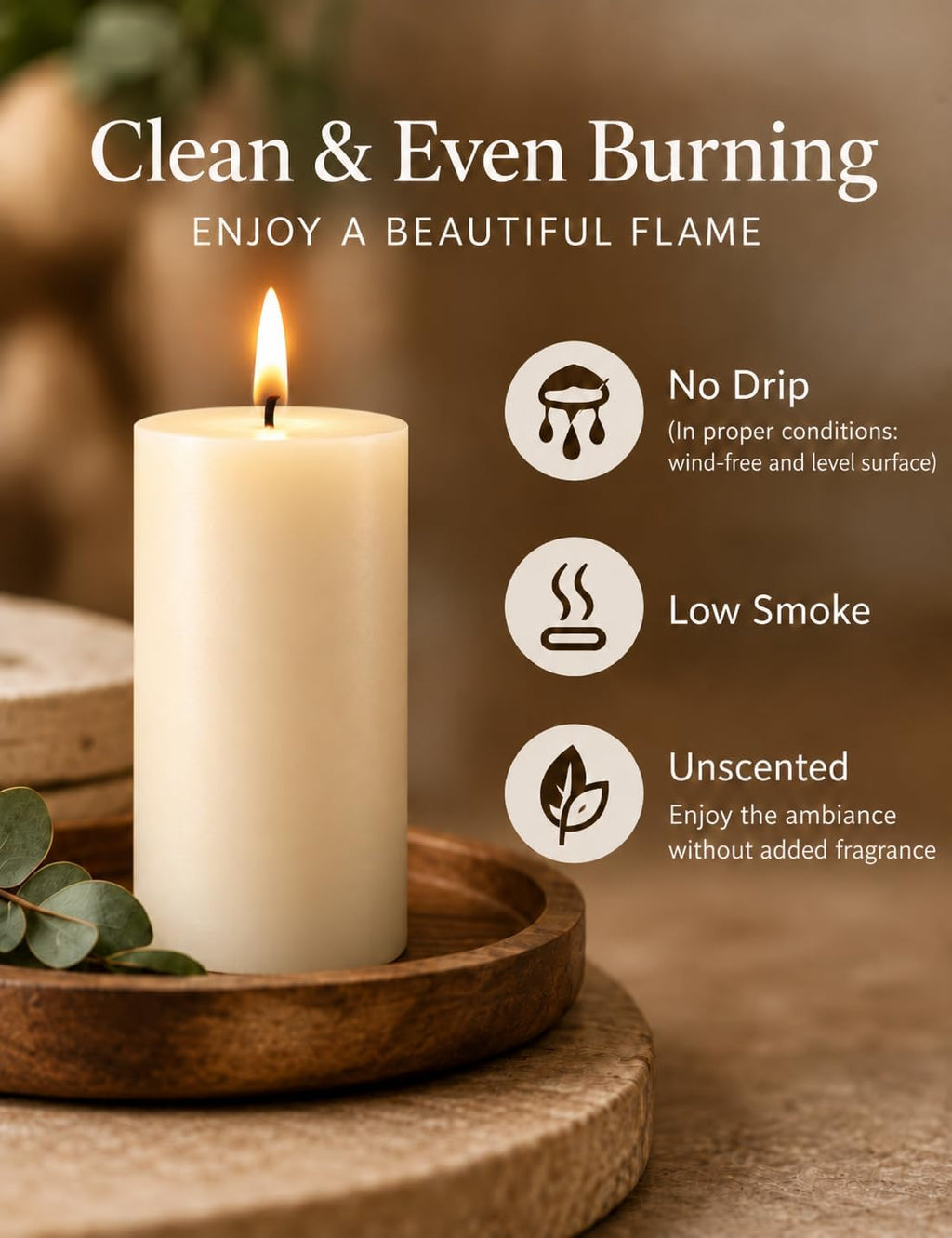 2×4 Inch Earthy Botanicals Pillar Candle for Home Decor Relaxation