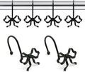 Bow Decorative Shower Curtain Hooks, Fashion Bowknot Shower Curtain Rings, Modern Bow Shower Curtain Hangers, 12PCS Shower Hooks for Shower Curtain, Home Decor, Bathroom, Bedroom, Living Room (Black)