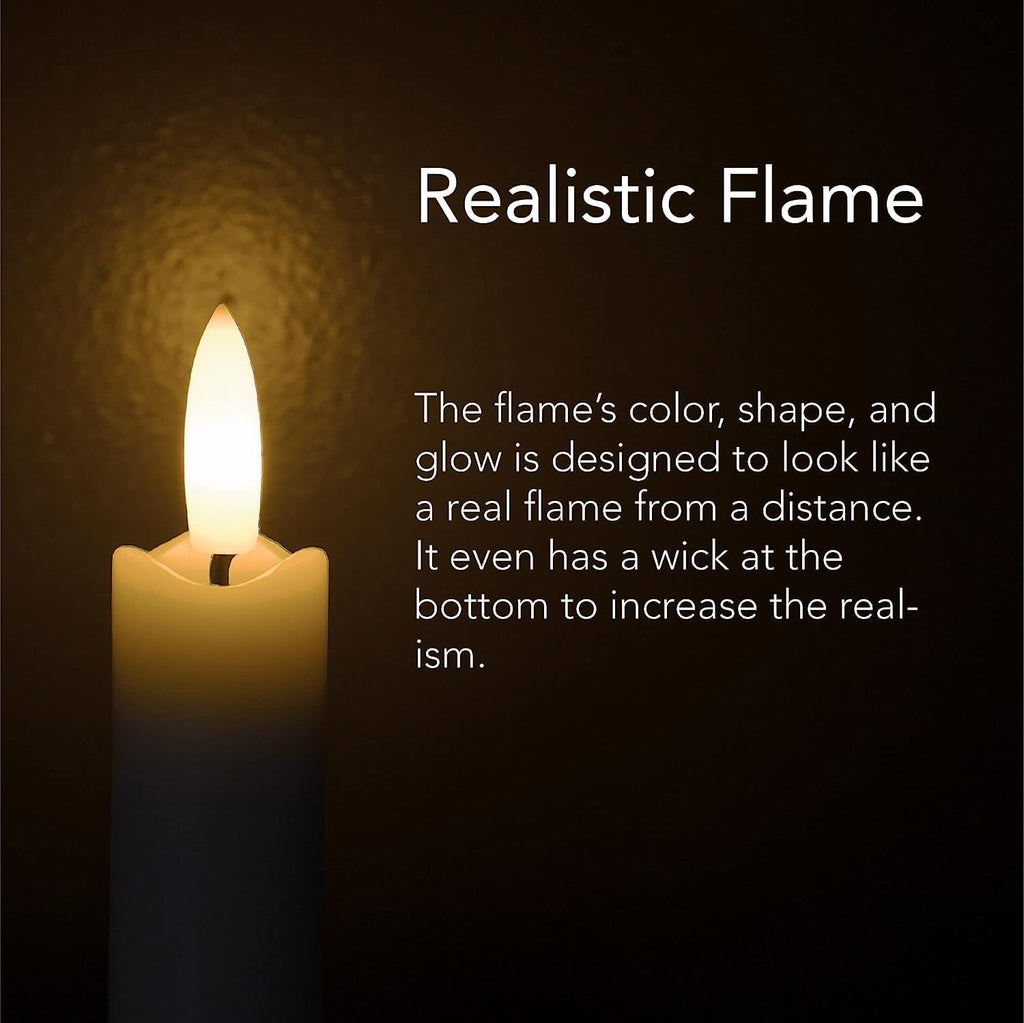 Arora Remote Control Flameless Taper Candles, S/2 3D Flickering Battery Operated LED Window Candles Encased with Real Wax to Light Up Your Home