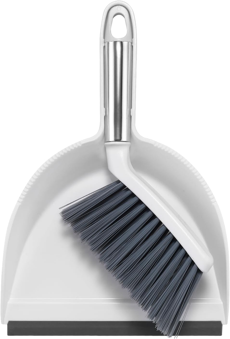 NACENA Mini Broom and Dustpan Set, Small Dust Pan and Brush Set, White&Gray
